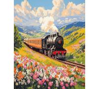 GLTEYACO 5D Diamond Painting Kit Complet train à vapeur DIY Adultes Enfants Strass Des Broderie Diamant Mosaique Artisanat Décor À La Maison 40x50 cm