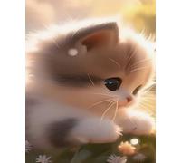 GLTEYACO Kit de broderie au point de croix pré-imprimé Adorable chaton 11CT Complet Adulte Debutant Estampillé Canevas Broderie Point de Croix Kits-40x50 cm