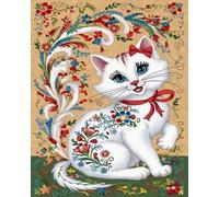 GLTEYACO Kit de broderie au point de croix pré-imprimé Adorable chaton 11CT Complet Adulte Debutant Estampillé Canevas Broderie Point de Croix Kits-40x50 cm