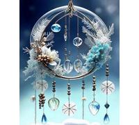 GLTEYACO Kit de broderie au point de croix pré-imprimé Attrape-rêves en plumes11CT Complet Adulte Debutant Estampillé Canevas Broderie Point de Croix Kits-40x50 cm