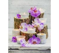 GLTEYACO Kit de broderie au point de croix pré-imprimé Bougie orchidée 11CT Complet Adulte Debutant Estampillé Canevas Broderie Point de Croix Kits-40x50 cm