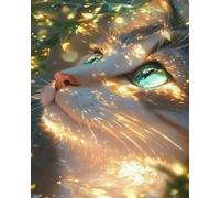 GLTEYACO Kit de broderie au point de croix pré-imprimé chat animalier 11CT Complet Adulte Debutant Estampillé Canevas Broderie Point de Croix Kits-40x50 cm