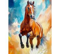 GLTEYACO Kit de broderie au point de croix pré-imprimé Cheval 11CT Complet Adulte Debutant Estampillé Canevas Broderie Point de Croix Kits-40x50 cm