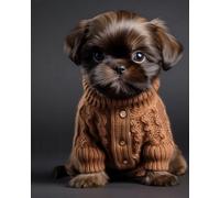 GLTEYACO Kit de broderie au point de croix pré-imprimé Chiot 11CT Complet Adulte Debutant Estampillé Canevas Broderie Point de Croix Kits-40x50 cm