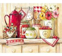 GLTEYACO Kit de broderie au point de croix pré-imprimé cuisine11CT Complet Adulte Debutant Estampillé Canevas Broderie Point de Croix Kits-40x50 cm