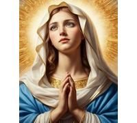 GLTEYACO Kit de broderie au point de croix pré-imprimé Femme religieuse 11CT Complet Adulte Debutant Estampillé Canevas Broderie Point de Croix Kits-40x50 cm