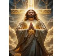 GLTEYACO Kit de broderie au point de croix pré-imprimé Figure religieuse Jésus 11CT Complet Adulte Debutant Estampillé Canevas Broderie Point de Croix Kits-40x50 cm