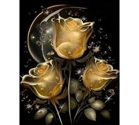 GLTEYACO Kit de broderie au point de croix pré-imprimé Fleurs d'or11CT Complet Adulte Debutant Estampillé Canevas Broderie Point de Croix Kits-40x50 cm