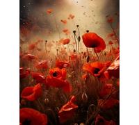 GLTEYACO Kit de broderie au point de croix pré-imprimé Fleurs rouges 11CT Complet Adulte Debutant Estampillé Canevas Broderie Point de Croix Kits-40x50 cm