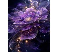 GLTEYACO Kit de broderie au point de croix pré-imprimé Fleurs violettes 11CT Complet Adulte Debutant Estampillé Canevas Broderie Point de Croix Kits-40x50 cm