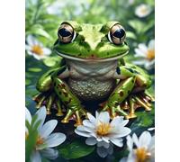 GLTEYACO Kit de broderie au point de croix pré-imprimé Grenouille fleurie11CT Complet Adulte Debutant Estampillé Canevas Broderie Point de Croix Kits-40x50 cm