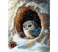 GLTEYACO Kit de broderie au point de croix pré-imprimé Harfang des neiges 11CT Complet Adulte Debutant Estampillé Canevas Broderie Point de Croix Kits-40x50 cm