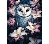 GLTEYACO Kit de broderie au point de croix pré-imprimé Hibou en fleurs 11CT Complet Adulte Debutant Estampillé Canevas Broderie Point de Croix Kits-40x50 cm