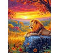 GLTEYACO Kit de broderie au point de croix pré-imprimé Lion 11CT Complet Adulte Debutant Estampillé Canevas Broderie Point de Croix Kits-40x50 cm