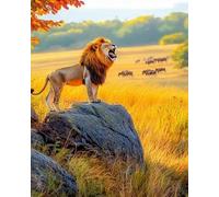 GLTEYACO Kit de broderie au point de croix pré-imprimé Lion des prairies 11CT Complet Adulte Debutant Estampillé Canevas Broderie Point de Croix Kits-40x50 cm