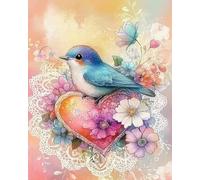 GLTEYACO Kit de broderie au point de croix pré-imprimé Oiseau en fleurs 11CT Complet Adulte Debutant Estampillé Canevas Broderie Point de Croix Kits-40x50 cm
