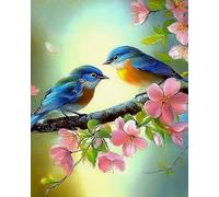 GLTEYACO Kit de broderie au point de croix pré-imprimé Oiseau en fleurs de cerisier 11CT Complet Adulte Debutant Estampillé Canevas Broderie Point de Croix Kits-40x50 cm
