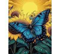 GLTEYACO Kit de broderie au point de croix pré-imprimé Papillon tournesol 11CT Complet Adulte Debutant Estampillé Canevas Broderie Point de Croix Kits-40x50 cm