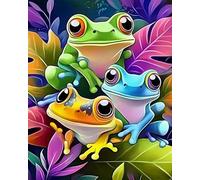 GLTEYACO Kit de broderie au point de croix pré-imprimé Trois grenouilles 11CT Complet Adulte Debutant Estampillé Canevas Broderie Point de Croix Kits-40x50 cm