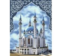 GLTEYACO Point de Croix Pré-imprimé Kit mosquée 11CT Débutant Adultes Broderie Kits DIY Pour Art Craft la Décoration Intérieure-40x50 cm