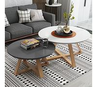 GLTZEN Ensemble de Table Basse gigogne de 2 Tables Canapé Morden Table d'appoint Basse Pieds de Table Rangement spacieux Coins arrondis avec Croix Les Pieds en Bois Coussin de Pied antidérapant pou