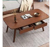GLTZEN Table Basse Rectangulaire en Bois Marron avec 2 Tiroirs pour Salon et Salle de Réception