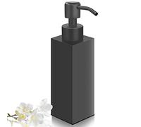GLUBEE Distributeur de savon, noir, rechargeable, pour plan de travail, salle de bain et cuisine, distributeur de savon, noir mat, avec pompe, distributeur de savon
