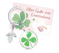 GluckGeschenk Porte-clés trèfle à quatre feuilles pour la rentrée des classes - Cadeau idéal pour la rentrée des classes