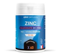 Gluconate de Zinc - 15 mg - 60 comprimés - Peau - Système Immunitaire - GPH Diffusion