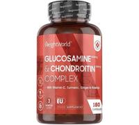 Glucosamine Chondroïtine Complex 1200 Mg, 180 Gélules (3 Mois)-Vitamine C, Curcuma, Gingembre Et Églantier Femme Homme