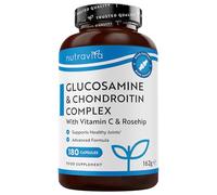 Glucosamine Chondroïtine Complex avec Vitamine C Curcuma Gingembre et Extrait de Rose Musquée, 180 Gélules Complement Alimentaire de Nutravita