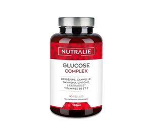 Glucose Complex 2000mg - Glycémie - Contrôle Glucose Berbérine Cannelle Chrome Melon Amer Gymnema Poivre Noir et Vitamine E B6 - Contribue au Maintien d'une Glycémie Normale - 90 Gélules Nutralie