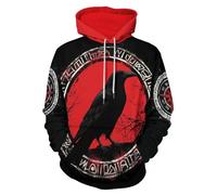 Gludear Hommes Vikings Tatouage Mythologie Nordique Impression 3D Graphique à Capuche Sweat à Capuche Sweatshirt, Medium