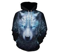 Gludear Hommes Vikings Tatouage Mythologie Nordique Impression 3D Graphique Sweat à Capuche Pullover Sweatshirt, X-Large