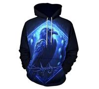 GLUDEAR Sweat à capuche Vikings Tatouage Mythologie Norse Graphique Impression 3D, Corbeau viking bleu brillant, 6X-Large