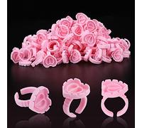 Glue Rings for Eyelash Extensions Heart Glue Rings Pretty memory 100PCS Lash Glue Rings Lovely Eyelash Glue Holder Volume Fanning Cup for Lash Extension Supplies, Pink