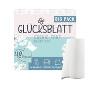 Glücksblatt Lot de 48 rouleaux de 45 feuilles d'essuie-tout 3 plis 100 % cellulose durable et absorbant