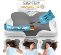 Glückstoff® orthopédique [Prix d'innovation nominé pour l'ergonomie] Oreiller Douleur cervicale en Mousse à mémoire de Forme | Coussin de Soutien de la Nuque Ergonomique Coussin de