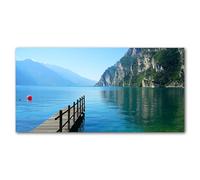 Glücksvilla - Lac de Garde le silence du matin (image sur toile de 2 cm, 120 x 60 cm) en Allemagne - Impression d'art XXL paysage - Lac d'Italie Pontet Bouée montagnes Tyrol Photographie