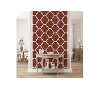 Glücksvilla - Papier peint design autocollant (120 x 250 cm l x H) - Différentes dimensions - Décoration murale moderne - Motif 21 Maroc - Couleur 16 marron automne - abstrait géométrique oriental