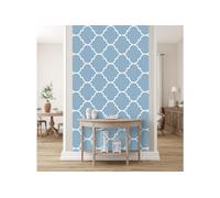 Glücksvilla - Papier peint design autocollant (120 x 300 cm l x H) - Différentes dimensions - Décoration murale moderne - Motif 21 Maroc - Couleur 25 bleu pigeon - abstrait géométrique oriental