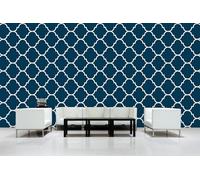 Glücksvilla - Papier peint design autocollant (480 x 250 cm l x H) - Différentes dimensions - Décoration murale moderne - Motif 21 Maroc - Couleur 22 Blueberry - abstrait géométrique oriental