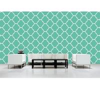 Glücksvilla - Papier peint design autocollant (480 x 250 cm l x H) - Différentes dimensions - Décoration murale moderne - Motif 21 Maroc - Couleur 18 turquoise - Abstrait géométrique oriental