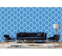 Glücksvilla - Papier peint design autocollant (600 x 300 cm l x H) - Différentes dimensions - Décoration murale moderne - Motif 21 Maroc - Couleur 23 Bleu électrique - Abstrait géométrique oriental