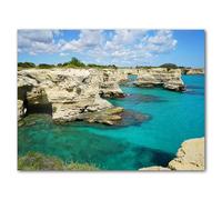 Glücksvilla Sant'Andrea Rocher d'Italie Tableau mural (image en verre acrylique 5 mm, 100 x 80 cm) Impression d'art en Allemagne Décoration murale Photographie falaises Grottes