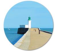 Glücksvilla Tableau mural rond : le phare 5 (verre véritable + acrylique 4 mm, Ø 100 cm) en provenance de DE - Impression d'art XXL - Tableau mural décoratif - France Bretagne Atlantique Mer côte
