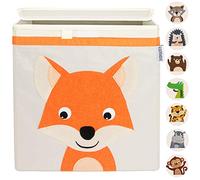 GLÜCKSWOLKE Boîte de Rangement Enfant - 15 Motifs I Coffre à Jouet I Caisse Cube (33x33x33) I Bac à Jouets avec Couvercle - Chambre Bebe Fille Garcon I Panier à Jeux I Animaux de la forêt (Renard)