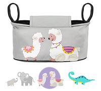 GLÜCKSWOLKE Sac Organisateur Poussette - 6 Motifs I Sac pour Landau I Pochette avec Distributeur de Lingettes et Porte-Gobelets I Baby Bebe Accessoire I Sacoche de Rangement - Motif Alpaga Gris