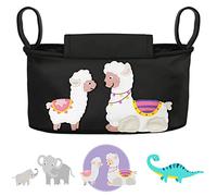 GLÜCKSWOLKE Sac Organisateur Poussette - 6 Motifs I Sac pour Landau I Pochette avec Distributeur de Lingettes et Porte-Gobelets I Baby Bebe Accessoire I Sacoche de Rangement - Motif Alpaga Noir
