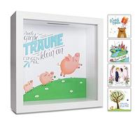 GLÜCKSWOLKE - Tirelire I Motif Cochon I Cadre Photo 3D à remplir I Emballage Cadeau pour la Voiture, la Maison, Un Anniversaire I Tirelire comme Caisse à café I Cadeau d'argent Piggy Bank